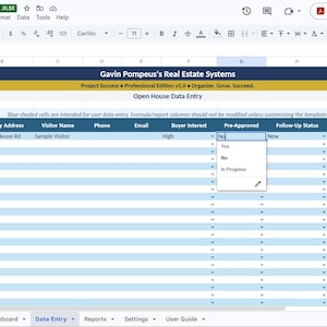 Chef för öppet hus i fastigheter (Microsoft Excel-arbetsblad)