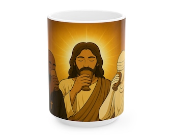 Tea | 15 oz Communion Coffee cup/Mug, Jesus Illustration,