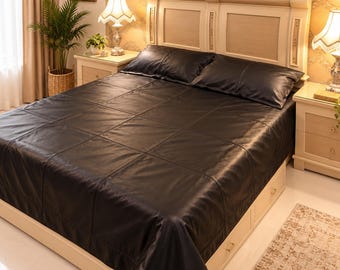 Lençol de couro de ovelha genuíno, capa de cama macia para camas de solteiro, casal, queen e king size.