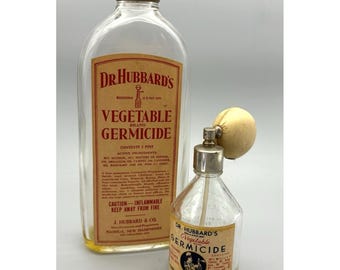 Vintage drug store quack advert Dr Hubbards Germacide atomizer + bottle 1930's