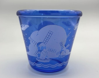 Vintage barware cocktail Hazel Atlas blue colbalt glass ice bucket windmill bar