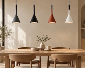 Lampada a sospensione in metallo, lampada a cono, attacco E27 per soffitto, luce singola colorata, paralume conico
