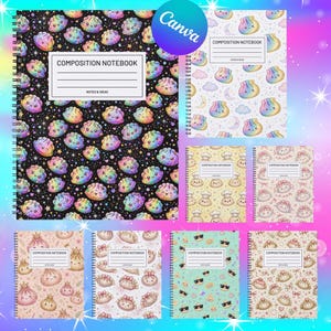 Glitter Dumpling Composition Notebook Covers, Kids Back to School Printable (Digital Download)