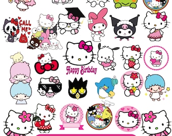 Kawaii-Katzen-Clipart | Tierfreunde PNG- und SVG-Bundle (Digitaler Download)