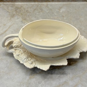 Antyczna waza do sosu w kształcie melona Leeds Creamware z ok. 1790 r., oryginalna, bez pokrywki