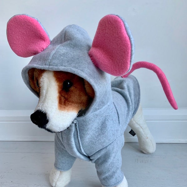 Mouse costume for dogs- Dog Halloween costume- Rat costume- Gray mouse apparel for dogs- Dog mouse costume by FiercePetFashion