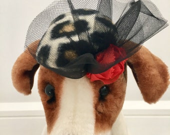 Dog fascinator, Leopard fascinator, Kentucky Derby hat, Dog Derby hat, Dog hat, Dog accessories by FiercePetFashion