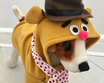 Fozzie bear costume- Dog halloween costume- Bear apparel for dogs- Dog Fozzie bear costume- Halloween costume by FiercePetFashion