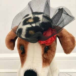 Dog fascinator, Leopard fascinator, Kentucky Derby hat, Dog Derby hat, Dog hat, Dog accessories by FiercePetFashion