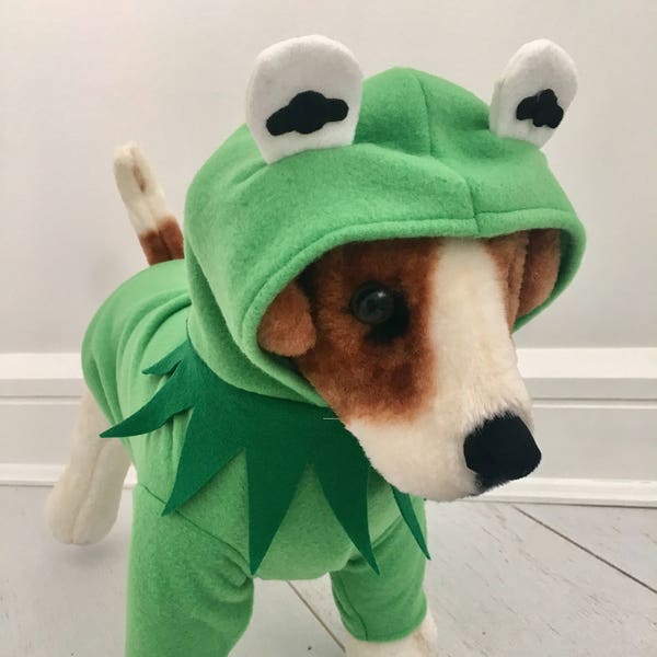 Dog frog costume- Green frog costume- Frog apparel for dogs- Halloween costume- Pet halloween costume by FiercePetFashion