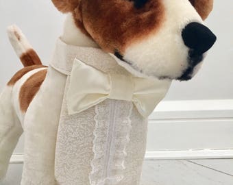 Dog Wedding white tuxedo-Formal dog tuxedo bib-Wedding attire-Dog wedding accessories by FiercePetFashion on Etsy