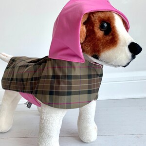 Dog Plaid raincoat with hoodie Dog raincoat Raincoat apparel for dogs Pet raincoat Dog autumn raincoat by FiercePetFashion image 4