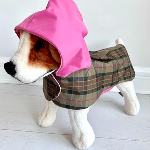Dog Plaid raincoat with hoodie Dog raincoat Raincoat apparel for dogs Pet raincoat Dog autumn raincoat by FiercePetFashion image 2