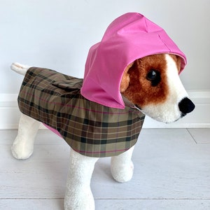 Dog Plaid raincoat with hoodie Dog raincoat Raincoat apparel for dogs Pet raincoat Dog autumn raincoat by FiercePetFashion image 1