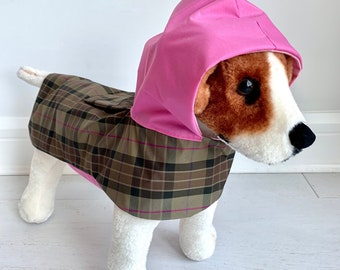 Dog Plaid raincoat with hoodie - Dog raincoat- Raincoat apparel for dogs- Pet raincoat- Dog autumn raincoat by FiercePetFashion