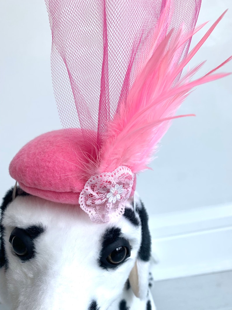 Dog pink fascinator Kentucky Derby hat Dog fascinator Dog Derby hat Dog hat Dog accessory by FiercePetFashion image 3