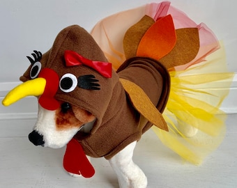 Turkey costume- Turkey girl costume- Dog thanksgiving costume- Dog turkey costume by FiercePetFashion