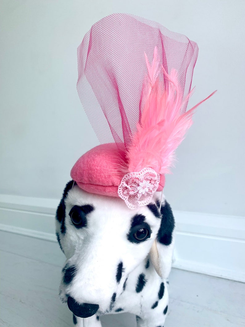 Dog pink fascinator Kentucky Derby hat Dog fascinator Dog Derby hat Dog hat Dog accessory by FiercePetFashion image 1