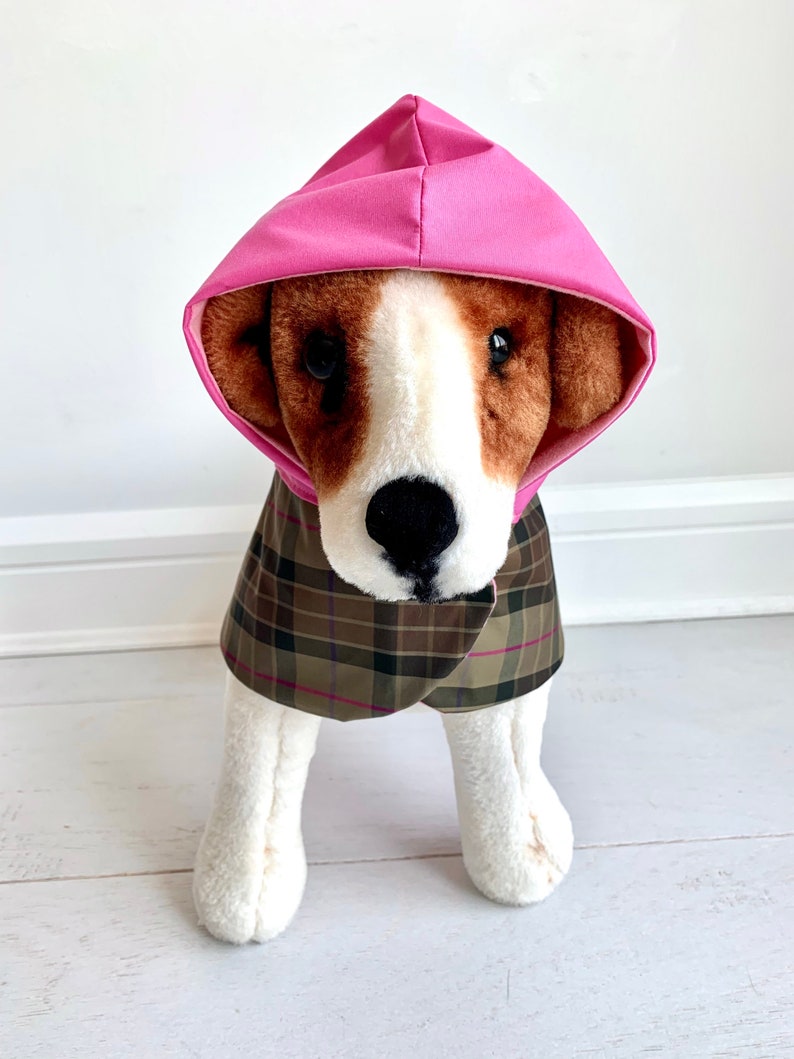 Dog Plaid raincoat with hoodie Dog raincoat Raincoat apparel for dogs Pet raincoat Dog autumn raincoat by FiercePetFashion image 5