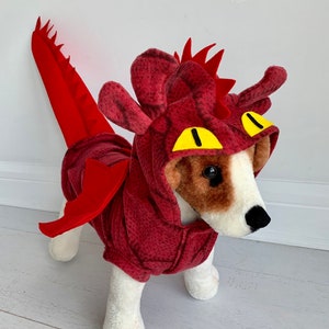 Red dragon costume- Dog red dragon costume- Halloween costume- Dragon costume by FiercePetFashion