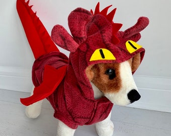 Red dragon costume- Dog red dragon costume- Halloween costume- Dragon costume by FiercePetFashion