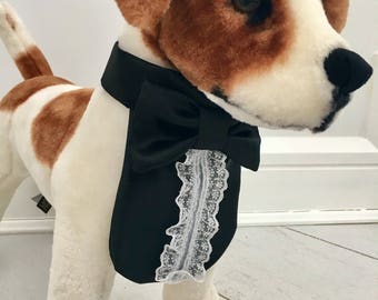Dog Wedding black tuxedo- Formal dog tuxedo bib- Wedding attire-  Dog wedding accessories by FiercePetFashion