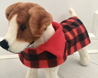 Plaid Christmas fleece coat- Dog fleece coat- Pet fleece coat- Dog custom winter coat- Dog winter coat by FiercePetFashion