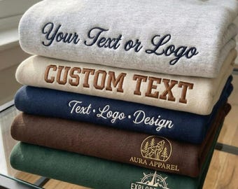 Custom Embroidered Hoodie, Sweatshirt – Personalized Name, Date, Logo, Minimal Gift