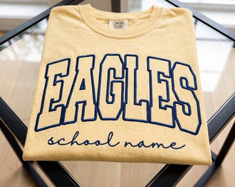 Custom Embroidered School Spirit Shirt, Personalized Mascot Shirt, Comfort Colors® Teacher Shirt, Custom School Name Tee, Game Day Shirt
