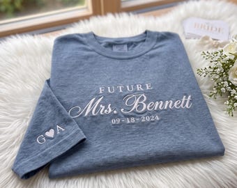 Personalisiertes „Zukünftige Ehefrau“-Shirt, besticktes Braut-T-Shirt von Comfort Colors, Geschenk zur Brautparty, Hochzeitsgeschenk für die Braut