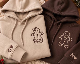 Passende Weihnachtspullover für Paare, Sweatshirt mit Lebkuchenmotiv, personalisiertes Geschenk für Paare, Weihnachtspullover für Sie und Ihn