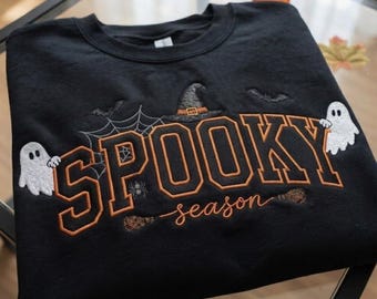 Besticktes Halloween-Sweatshirt mit Rundhalsausschnitt