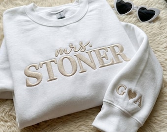 Personalisiertes Braut-Sweatshirt, individuell besticktes Sweatshirt mit Aufdruck „Mrs.“ (Frau), Sweatshirt für die zukünftige Braut, Geschenk für die Braut