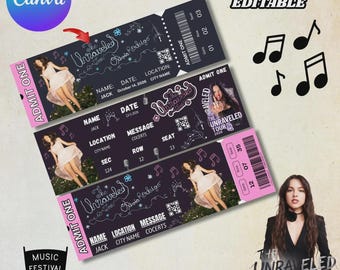 Unraveled Tour bearbeitbares Souvenirticket, Olivia Rodrigo Fan-Andenken (PDF-Download)