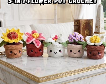Häkelblumentopf-Anleitung, Amigurumi Pflanzen Anleitung (PDF-Muster)