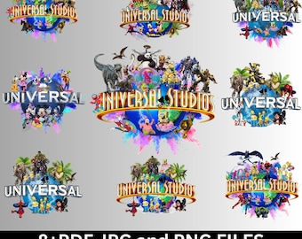 Universal Studios 2026 Reise PNG Bundle: Familienurlaub Designs (Digitaler Download)