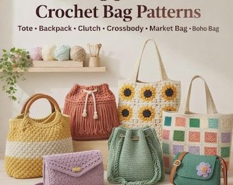 50 Crochet Bag Patterns Bundle | DIY Handbag, Purse, Tote Tutorials (PDF Download)