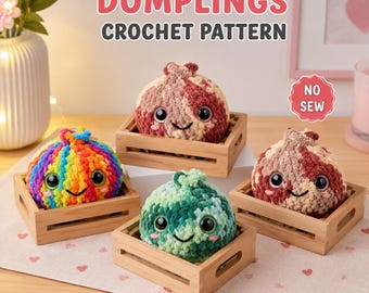 Häkelanleitung für Teigtaschen und Dampfgarer, virale Anleitung für ein genähtes Teigtaschen-Plüschtier, einfaches Amigurumi-Lebensmittel-Tutorial für Anfänger, Kawaii-Plüschtier-Tutorial
