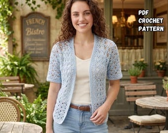 Sommerlicher Cardigan Häkelanleitung, Boho Tie-Front Pullover Anleitung (PDF Download)