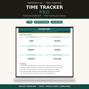 Excel Time Tracker | Timesheet, Project Hours, Overtime Log (Digital Download)
