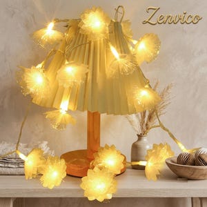 LED Flower Fairy Blossom String Lights, Warm White Bedroom Decor, USB Floral Lights, Cozy Home Lighting