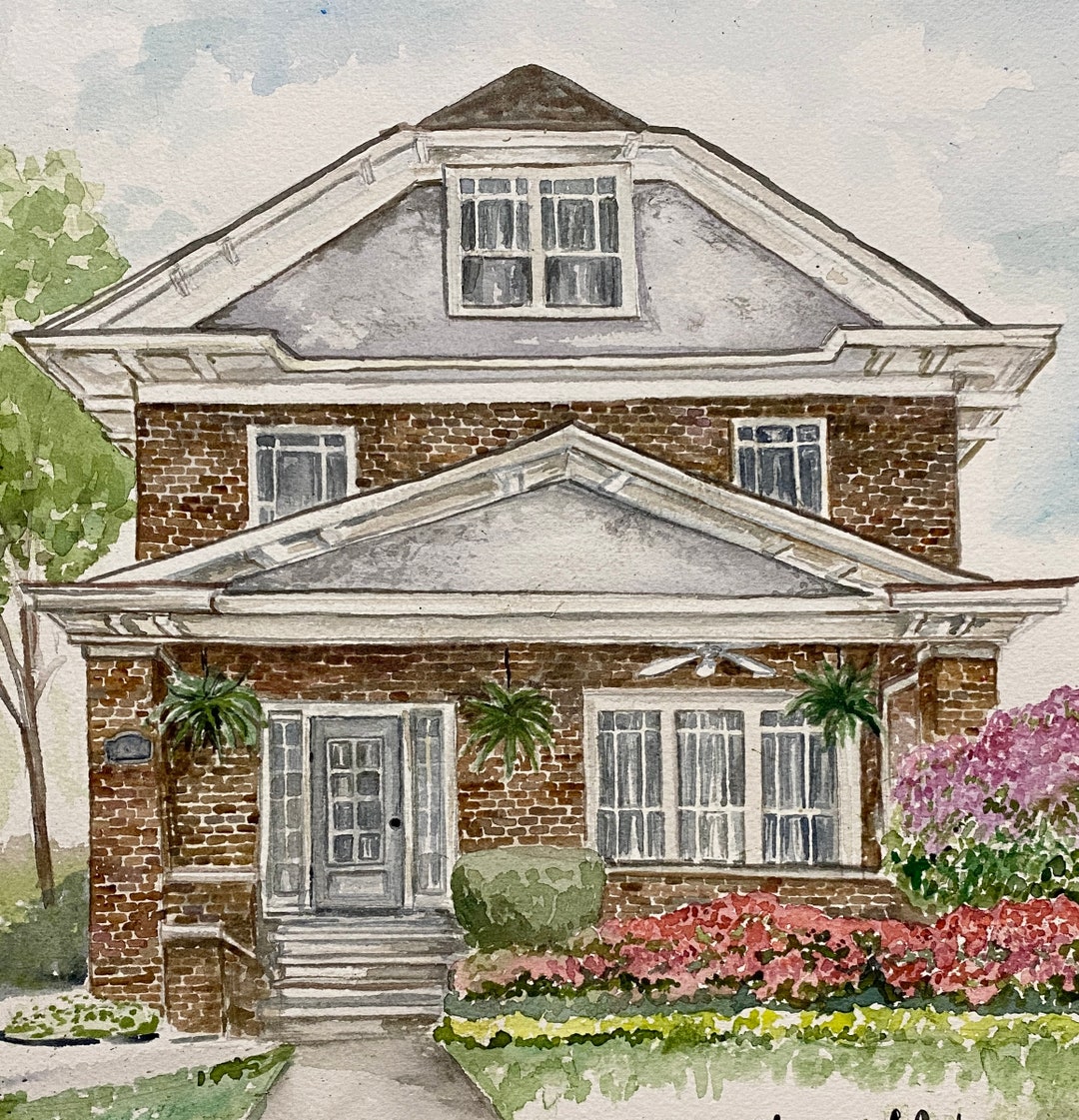 Hand Painted Watercolor Custom House Portrait - Etsy