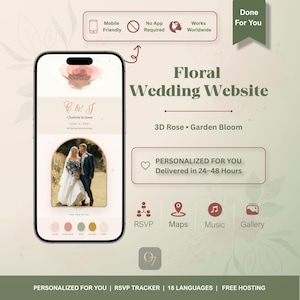 Floral Wedding Website | Botanical Garden Invitation | Interactive 3D Rose (Digital)