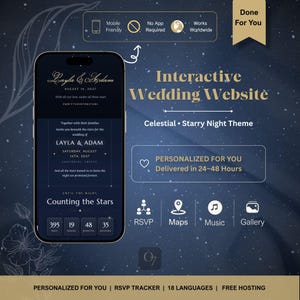Celestial Wedding Website | Starry Night Interactive Invitation (Done For You)