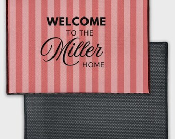 Blush + Bashful Stripe - Personalized Welcome Mat