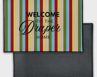 Retro Multi Stripe - Personalized Welcome Mat