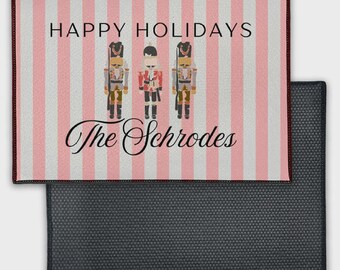 Candy Stripe Nutcracker - Personalized Welcome Mat