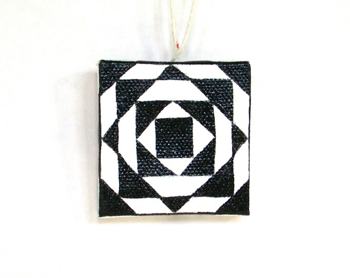 Graphic Black and White Miniature Abstract Painting Etsy