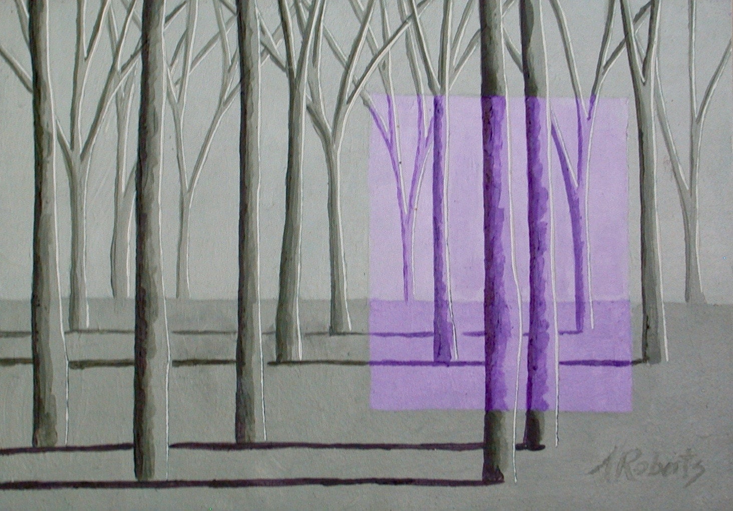 Lilas et La Peinture de Paysage Surréaliste Sage, Fantastique, Forêt Enchantée, Decoration Murale Ma