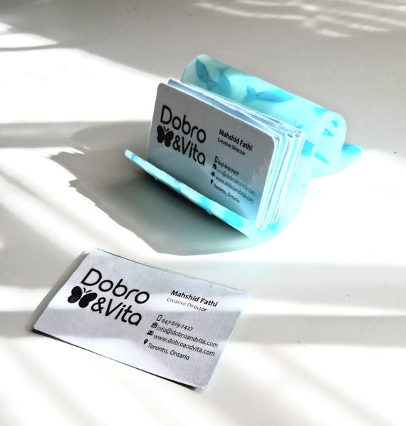 Resin Business Card Holder with Fish, Sea Theme Desk Organizer, Office Gifts for Entrepreneurs, Beach Vibe Desktop Card 